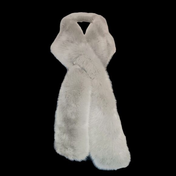 Faux Fur Pull Through Light Gray Winter Soft Scarf Collar Restoration Hardware - Picture 1 of 8